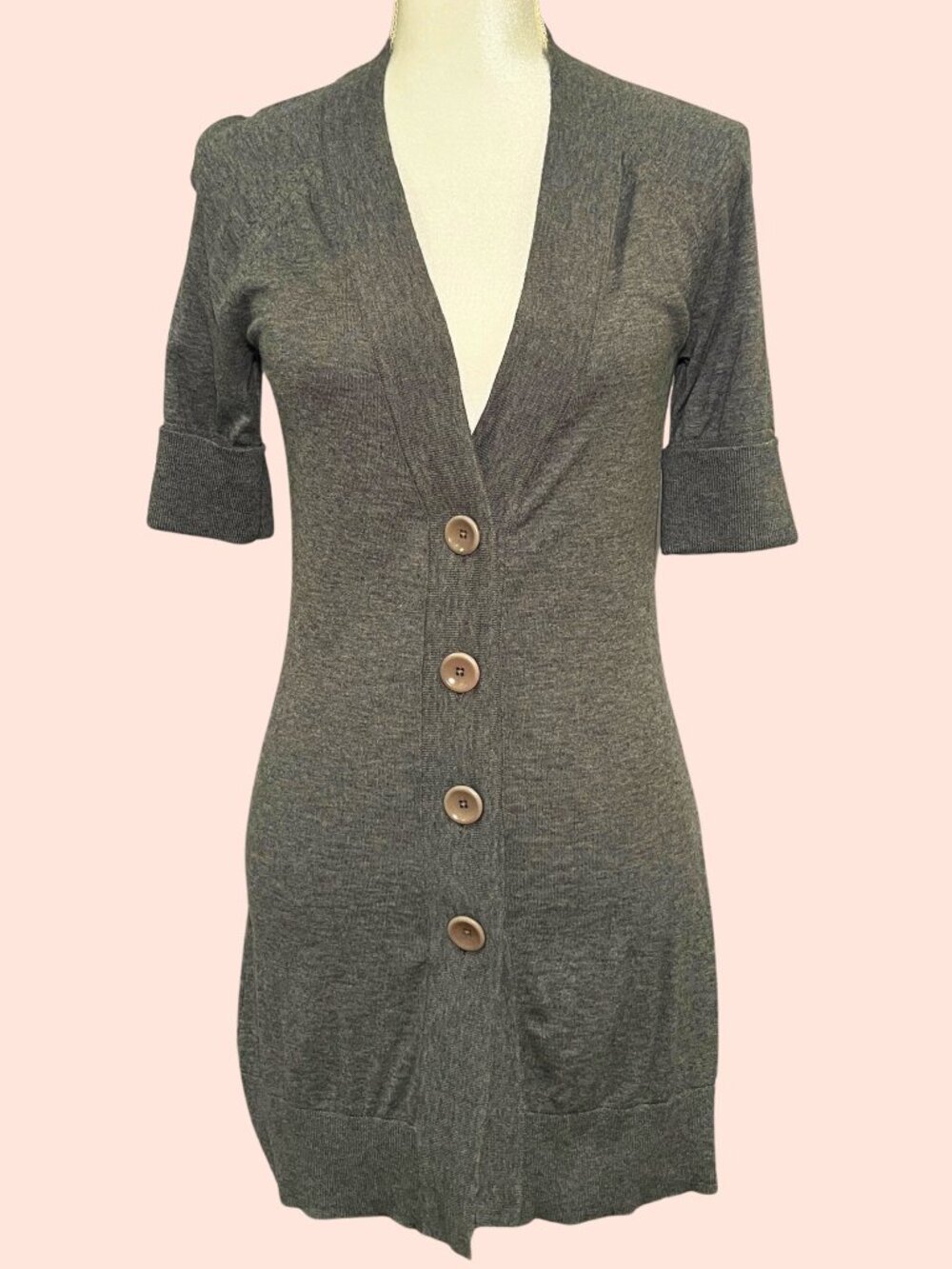 Banana Republic Gray Short Sleeve Button Front Cardigan S Petite